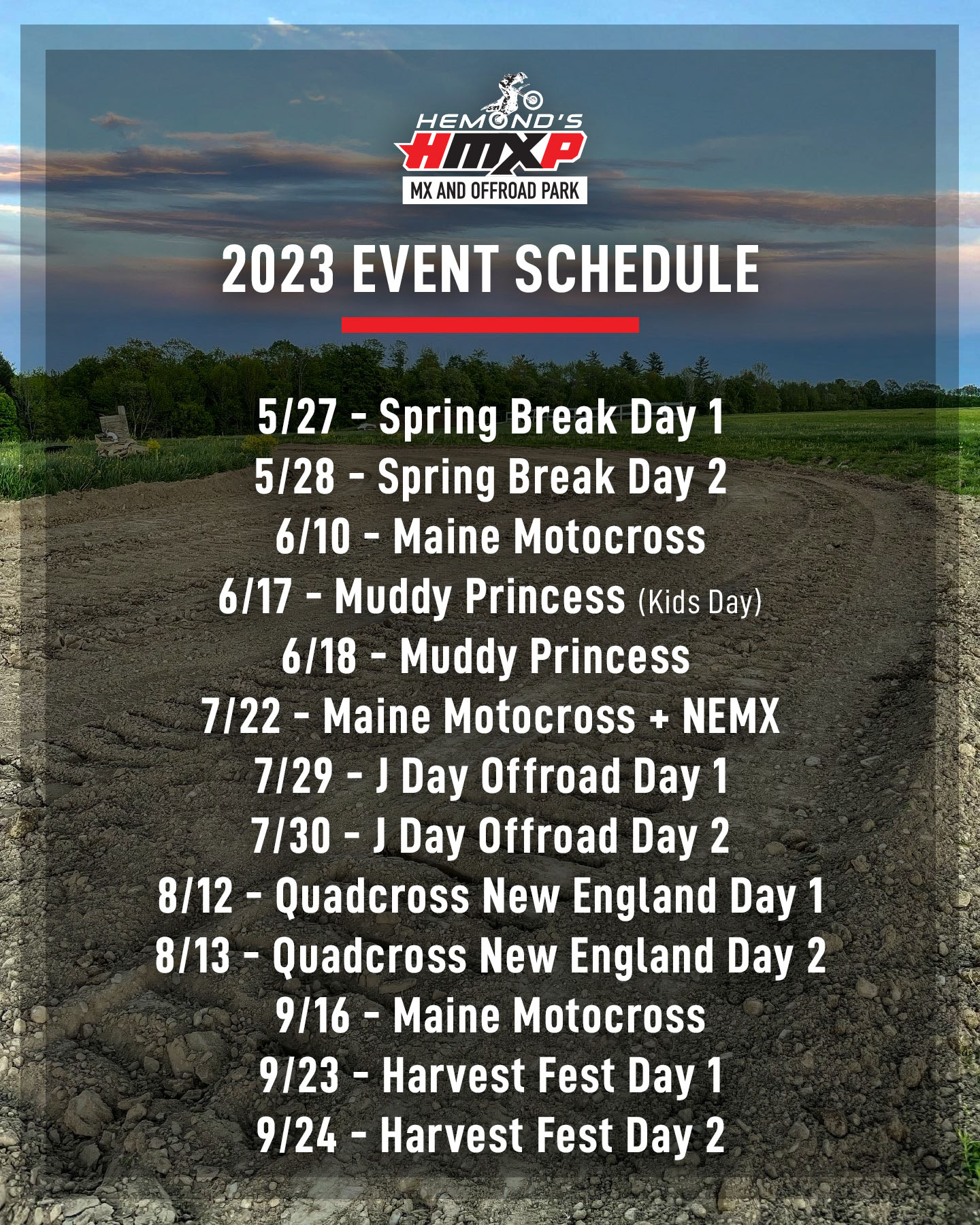 2023 HMXP Event Schedule
